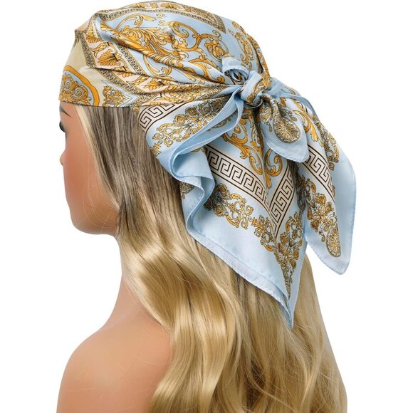 Women Light Paisley Headscarf Satin Bandana Pattern Polyester Breathable Scarves - Picture 3 of 7